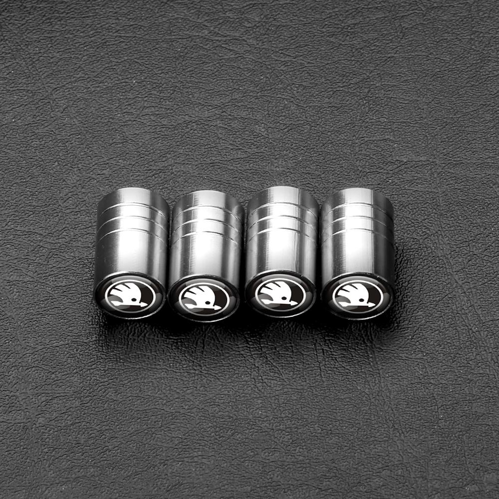 blcr1 4Pcs Car Wheel Tire Valve Stem Cap Auto Accessories For Skoda Kodiaq Octavia Enyaq Kamiq Scala Rapid Superb Karoq Vision RS Yeti