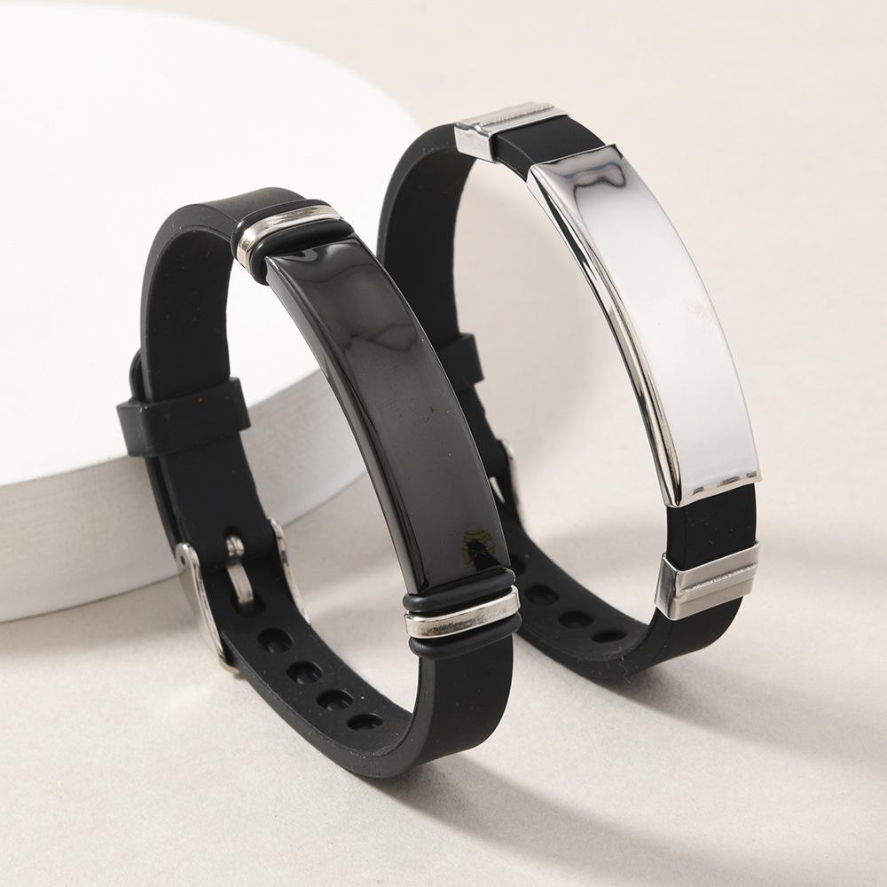 Unisex Adjustable Silicone Stainless Steel Bracelet - European & American Style