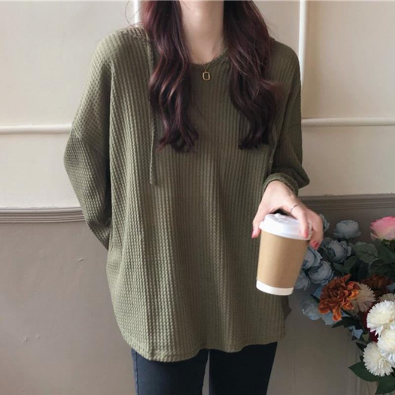 2025 Spring/Autumn Korean Loose-Fit Hooded Pullover Sweater for Women - Long-Sleeved Trendy Style