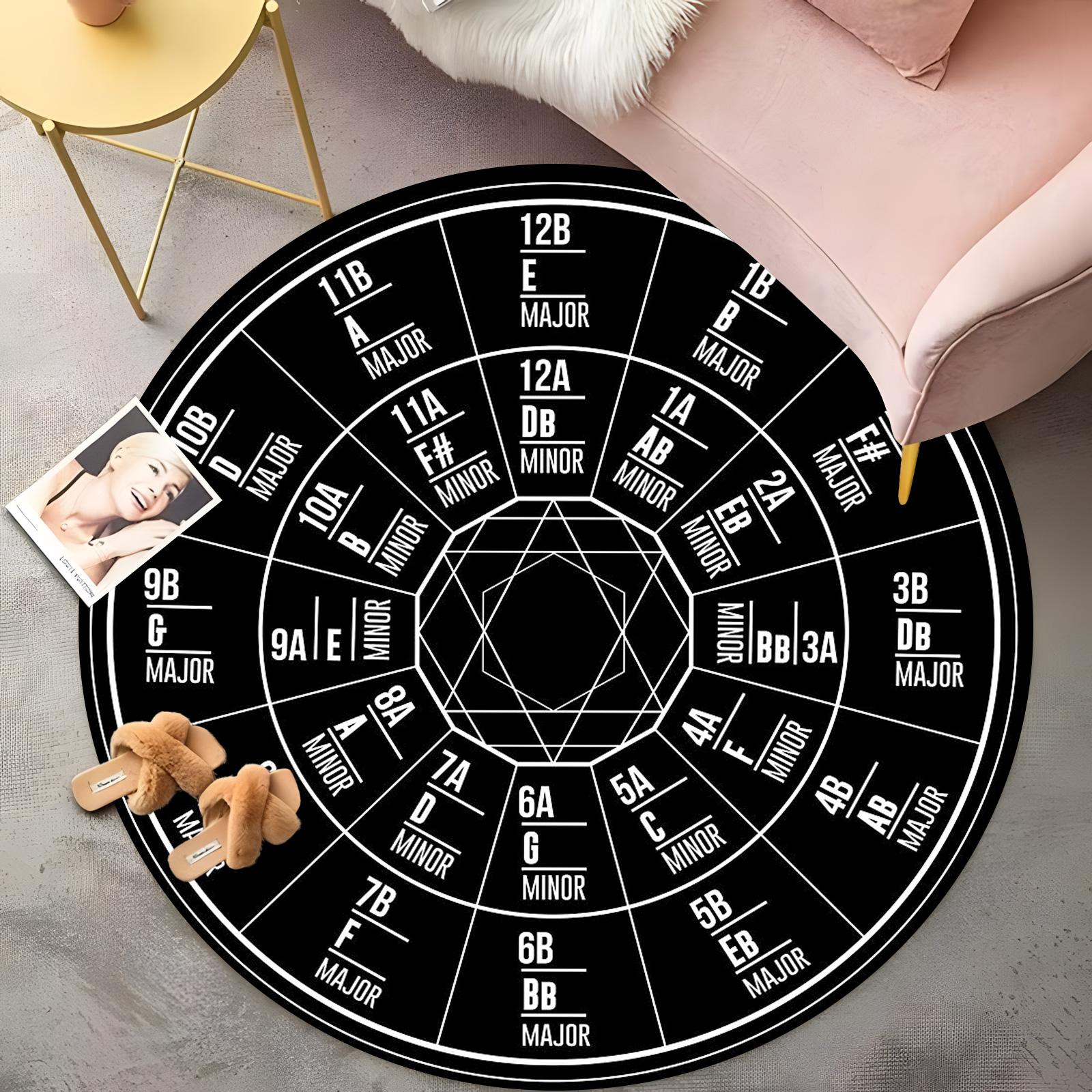 

Musical Note Rugs 12 Major Minor Key Piano Tuning Guide Round Floor Mat for Music Studios and Practice Rooms Decorative Home Rug 60cm