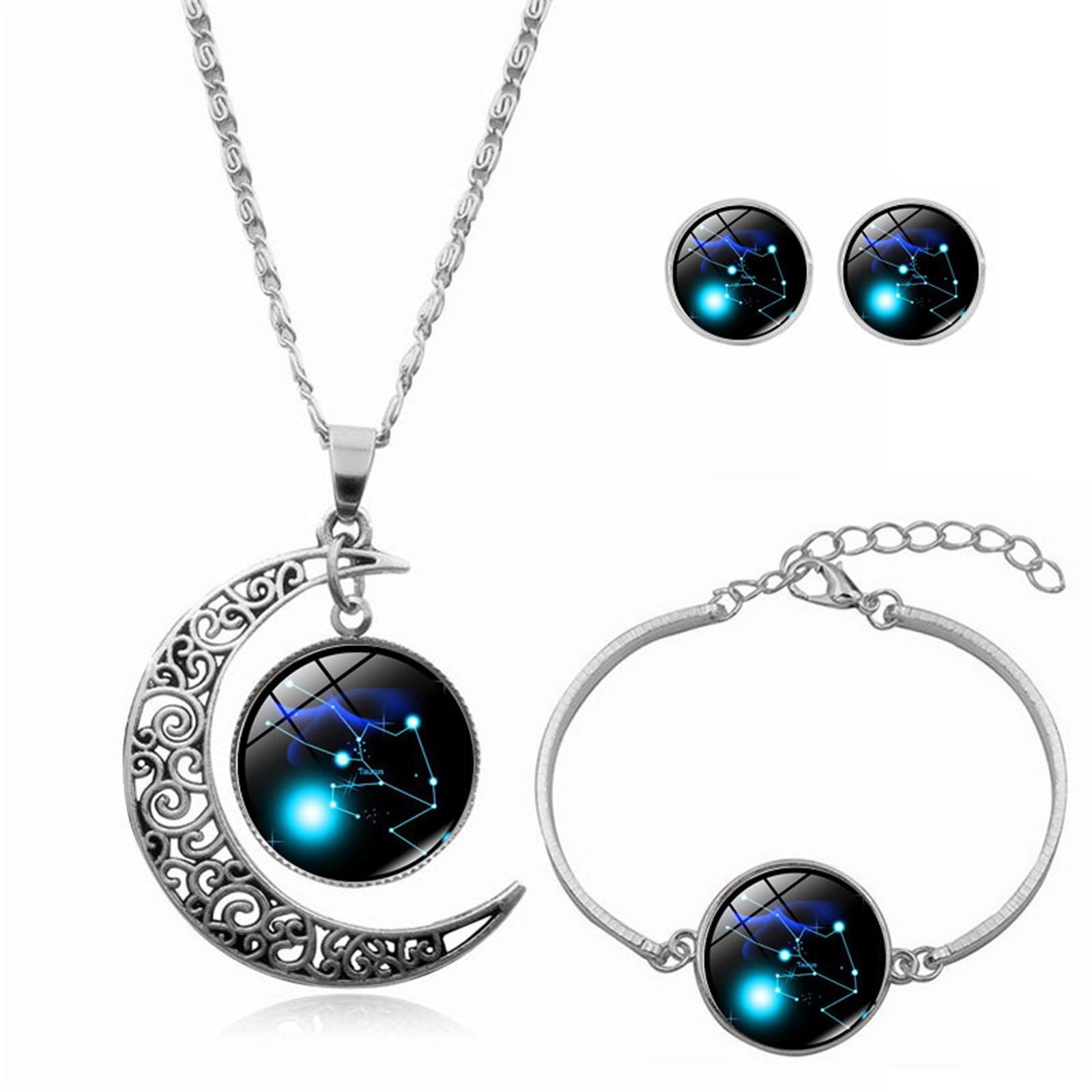 

12 Constellation Moon Necklace Earring Bracele GiftS for Mom Present for Women