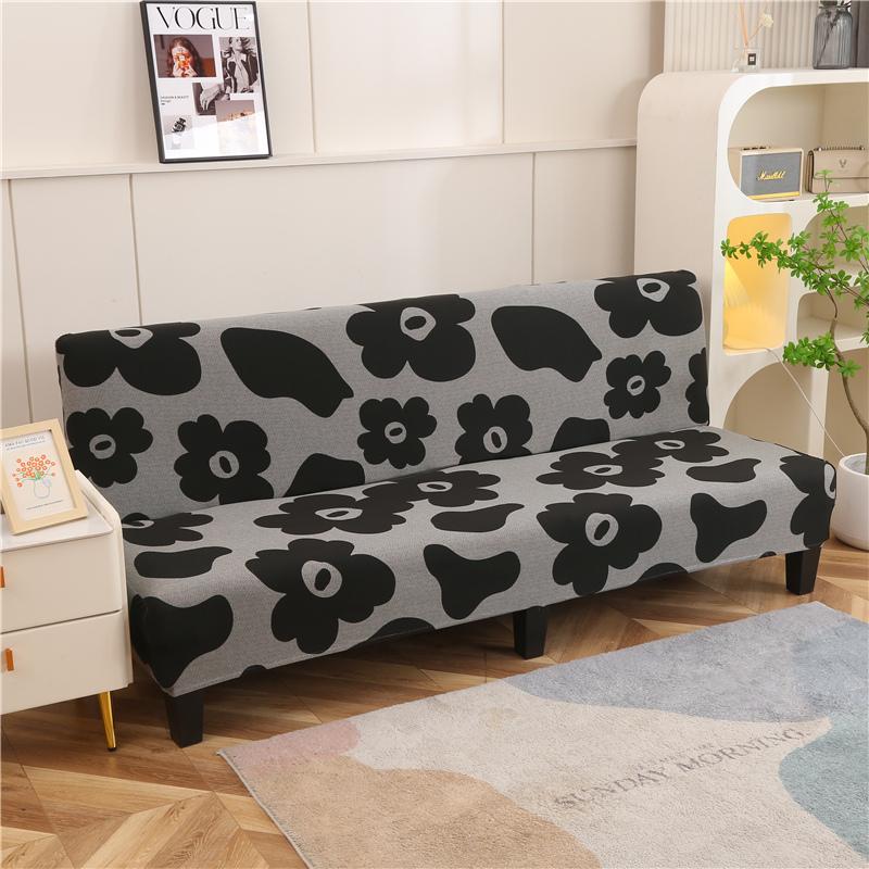 Stretch Futon Slipcover Armless Sofa Cover Furniture Protector Without Armrests Slipcover Soft with Elastic Bottom for Kids