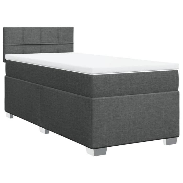 Maison Exclusive - Sommier à lattes de lit avec matelas Gris foncé 80x200 cm Tissu
