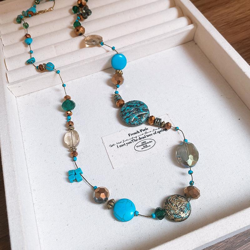 Ethnic Style Irregular Beaded Crystal Beaded Necklace Women's Clavicle Chain Holiday Style Necklace