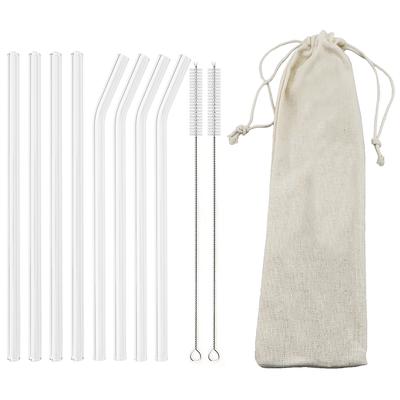 Set di Cannucce in Vetro Borosilicato Riutilizzabili Ecologiche per Frullati Cocktail Accessori da Bar Cannucce con Spazzolino