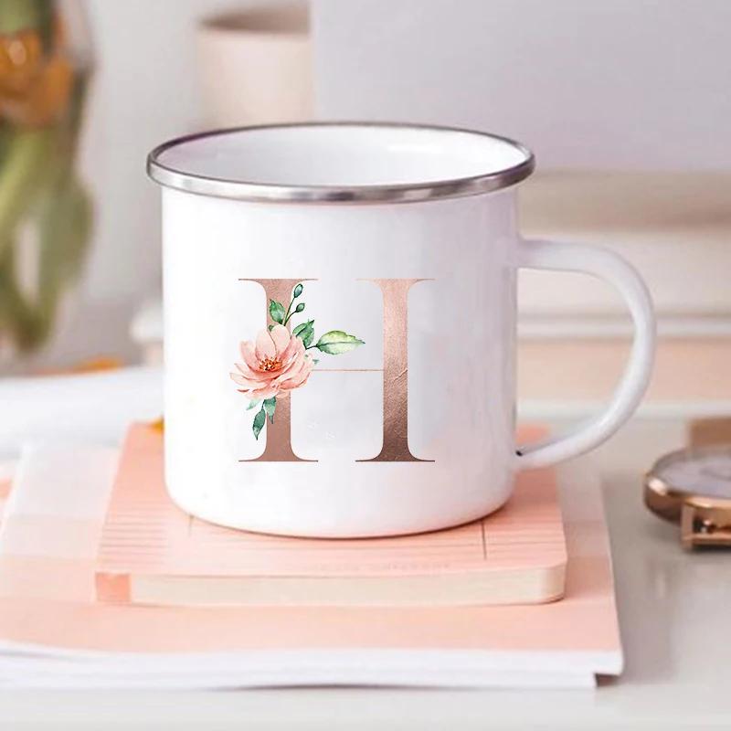 Alphabet Flower Letter Mug Coffee Cup Cold Coffee Cups Funny Mugs Cup for Tea Drinkware Rare Beer Travel Cute Original Unusual