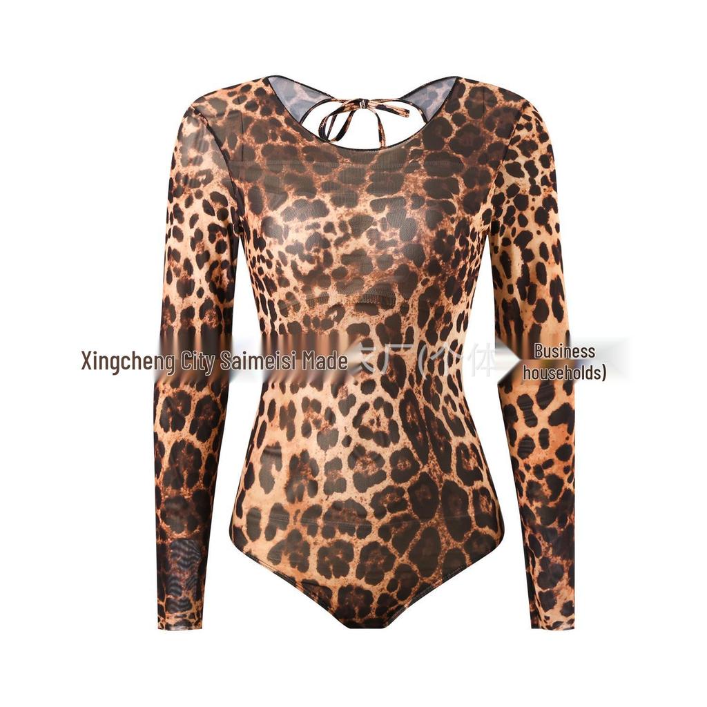 UPALNIK Mesh Long-Sleeve Sun Protection One-Piece Swimsuit for Women
