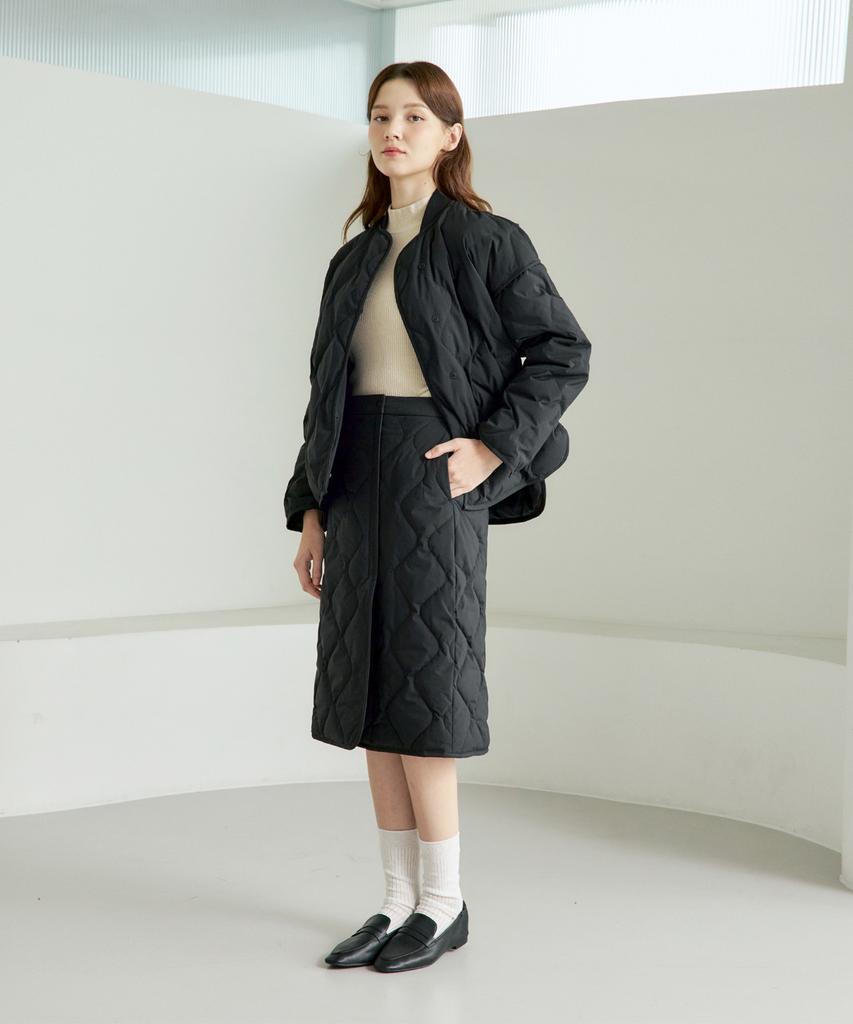 210EDIT Women'S Quilted Padded Wrap Skirt [Matte Black]_Zf4Sk510