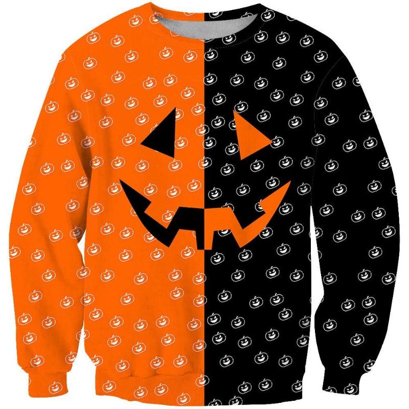 New Autumn Halloween Digital Printed Tops Fashionable Versatile Round Neck Sweatshirt Trendy