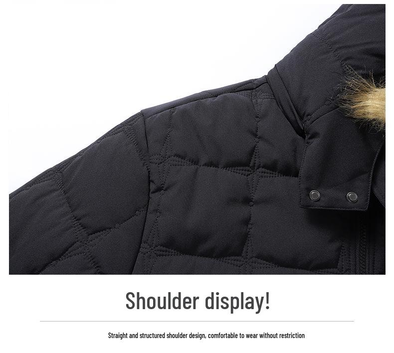 Men's Plus Size Hooded Winter Cotton Jacket - Casual and Versatile Dad Style Outerwear