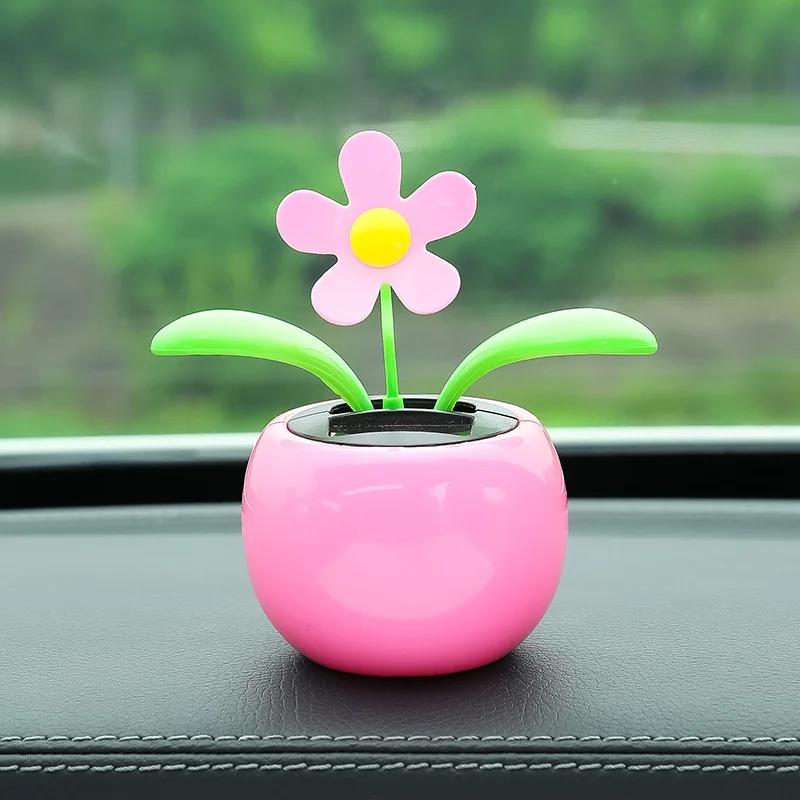 Car Ornaments Cartoon Car Interior Decorations Car-mounted Solar-powered Swinging Sunflower Plastic Decorations Car Decorations
