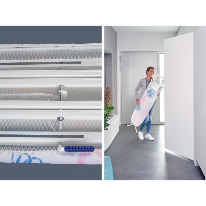 Table à repasser Leifheit Classic M Basic 72577, table de repassage avec hauteur réglable de 69 à 88 cm, housse en cotton, 120x38cm