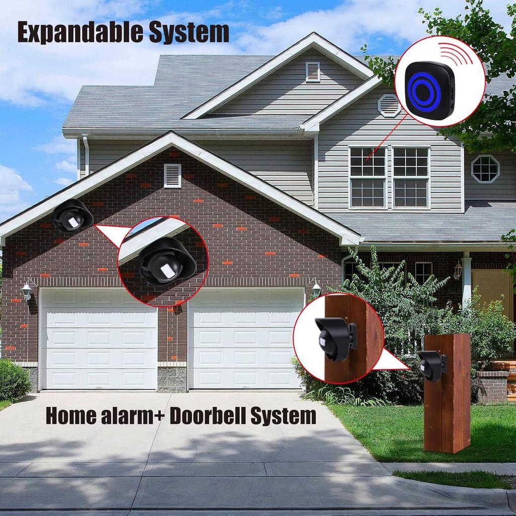 Wireless Waterproof Infrared Sensor Doorbell with Elderly Pager and FCC-ID Certified Home Driveway Alarm