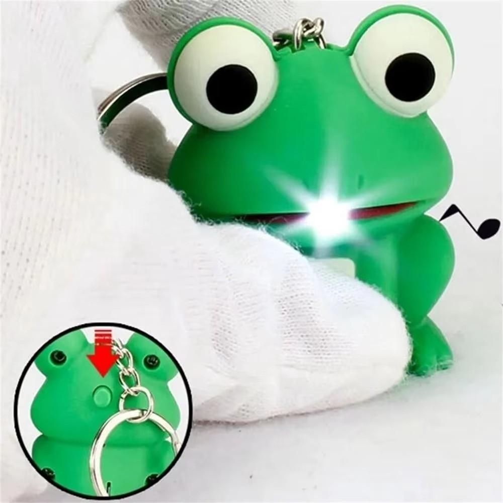 Sound Key Frog Keychain Metal Rings Animal Keyring New LED Light Keychains Bag Decoration