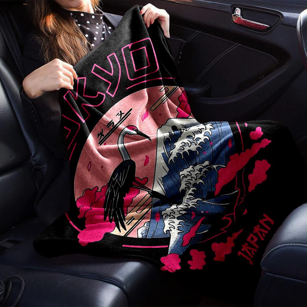 1pc Tokyo Japan Soft Flannel All Season Throw for Home, Office, Outdoor UseDurable Comfort Soft Warm Throw for Home