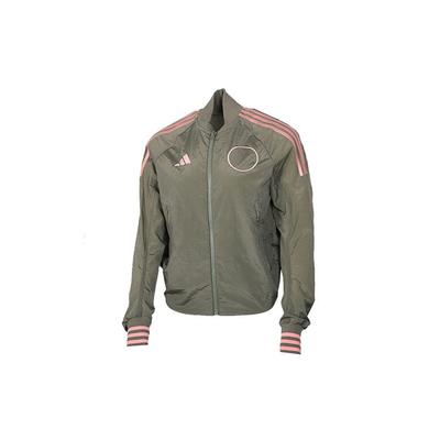 Bunda Vrct s tygří výšivkou a pruhovaným jednobarevným zipem, volný střih, unisex svrchní oděv, artefaktově zelená FI6720