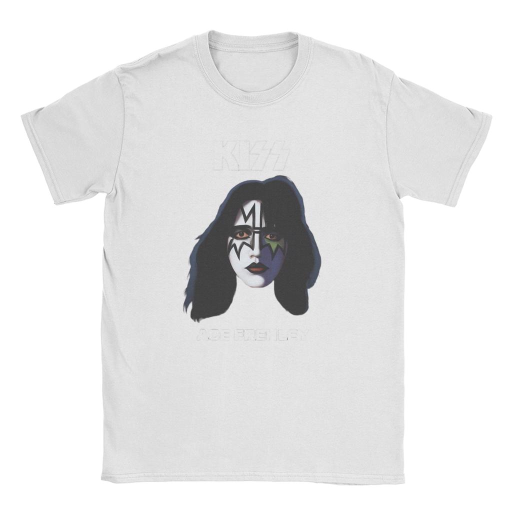 Vintage Ace Frehley Spaceman Kiss Band T-Shirt Men Crewneck 100% Cotton T Shirt Short Sleeve Tee Shirt Plus Size Clothing