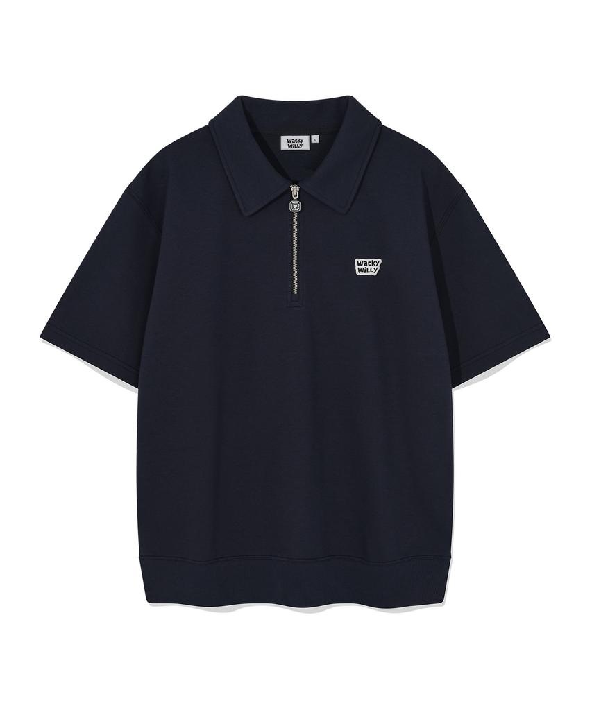 WACKY WILLY Sweat Collar Short Sleeve T-Shirt Navy