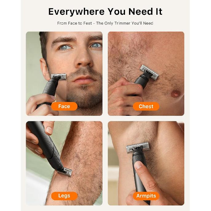 [2025 Upgraded Beard & Body Hair Trimmer for Men [All-in-One] USB-C Fast Charging, Groin & Ball Hair Painless Electric Shaver, Travel Razors,