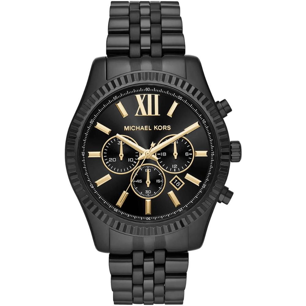 Michael Kors MK8603 Lexington Chronograph Herrenuhr mit schwarzem Zifferblatt 44mm schwarz