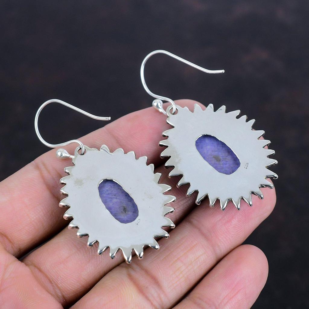 Charoite Gemstone Earrings Handmade Jewelry 925 Sterling Silver Earring Original Charoite Jewelry Awesome Dangle Earring Anniversary Gifts
