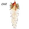 Santa Claus Snowman Decor Crystal Waterfall Christmas Lights, LED Warm White Pendant Effect Holiday Hanging Light with Snowflake Droplets, Outdoor