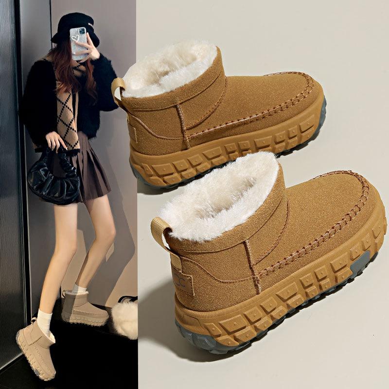 Warm Casual Shoes Cotton Shoes Velvet High-top Snow Boots Women's 2025 Winter New Student Ins Korean Version High-top Shoes