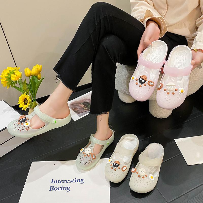 2025 summer casual hole shoes women's soft-soled slippers bag head sandals jelly versatile beach shoes