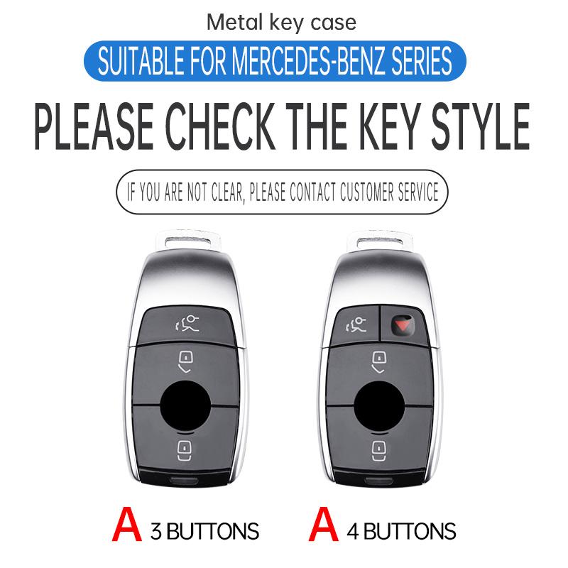 Styling Mouldings 3/4 Button Zinc Alloy Key Fob Cover Case For 2019 2020 Mercedes-Benz A220 E63S AMG E-Class GLE 350 4MATIC E300