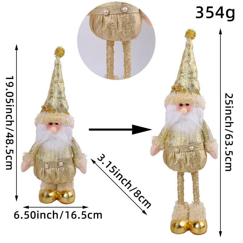 Golden Christmas Standing Figure Doll,Santa Claus Snowman Reindeer Retractable Doll With Retractable Spring Legs For Christmas