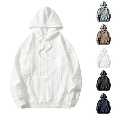 Men's Solid Color Casual Hooded Sweatshirt Long Sleeve Pullover Sweatshirt