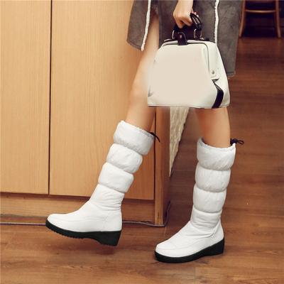 Women's Winter Padded Thickened Long Medium Heel Snow Boots Solid Colour Mid-calf Non-slip Women's Boots