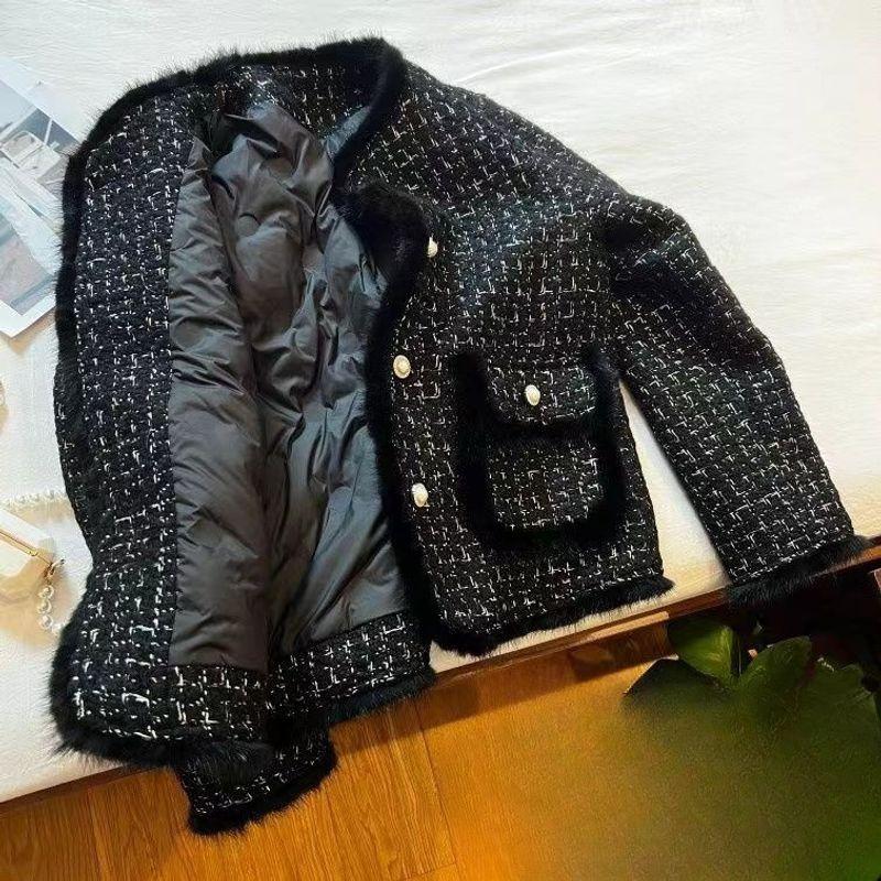 Elegant Classic Style Puffer Jacket Autumn and Winter New Arrival Fashion Fancy Mink Fur Velvet Hoodie Short Coat for Women