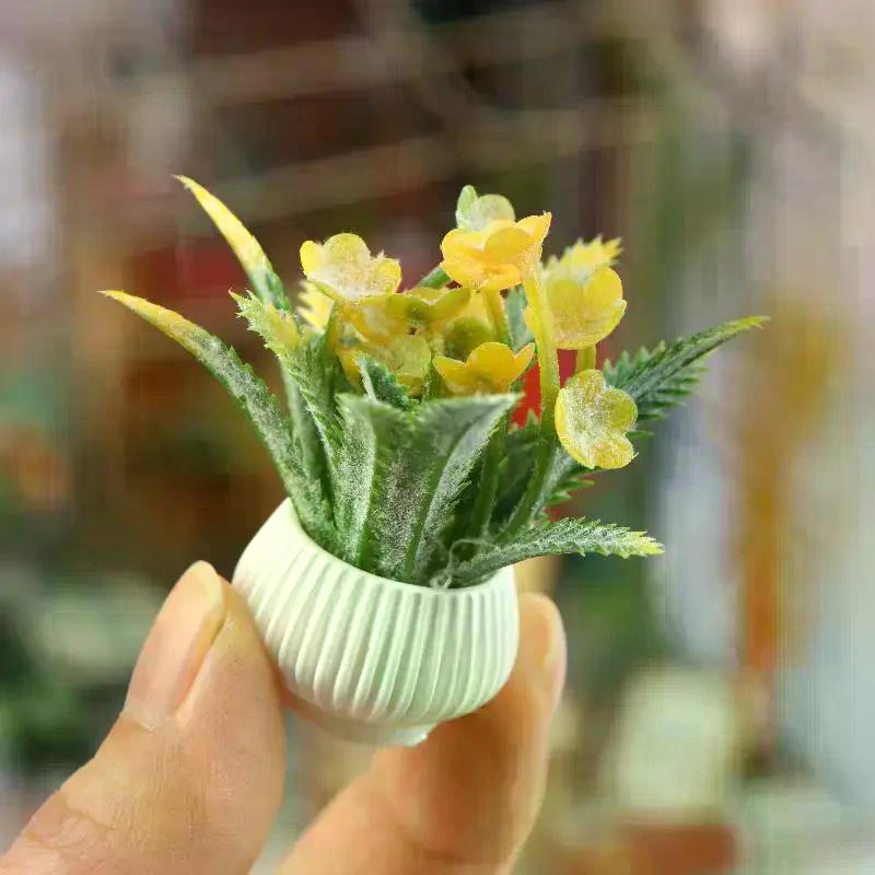 1/12 Dollhouse Simulation Potted Plants Model Dollhouse Home Decoration Micro Landscape Plants Ornaments Dolls House Accessories
