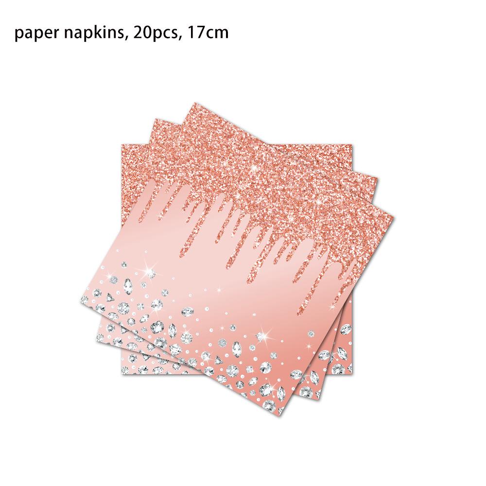 Pink Diamond Sequin Tableware Set: Birthday & Wedding Party Essentials