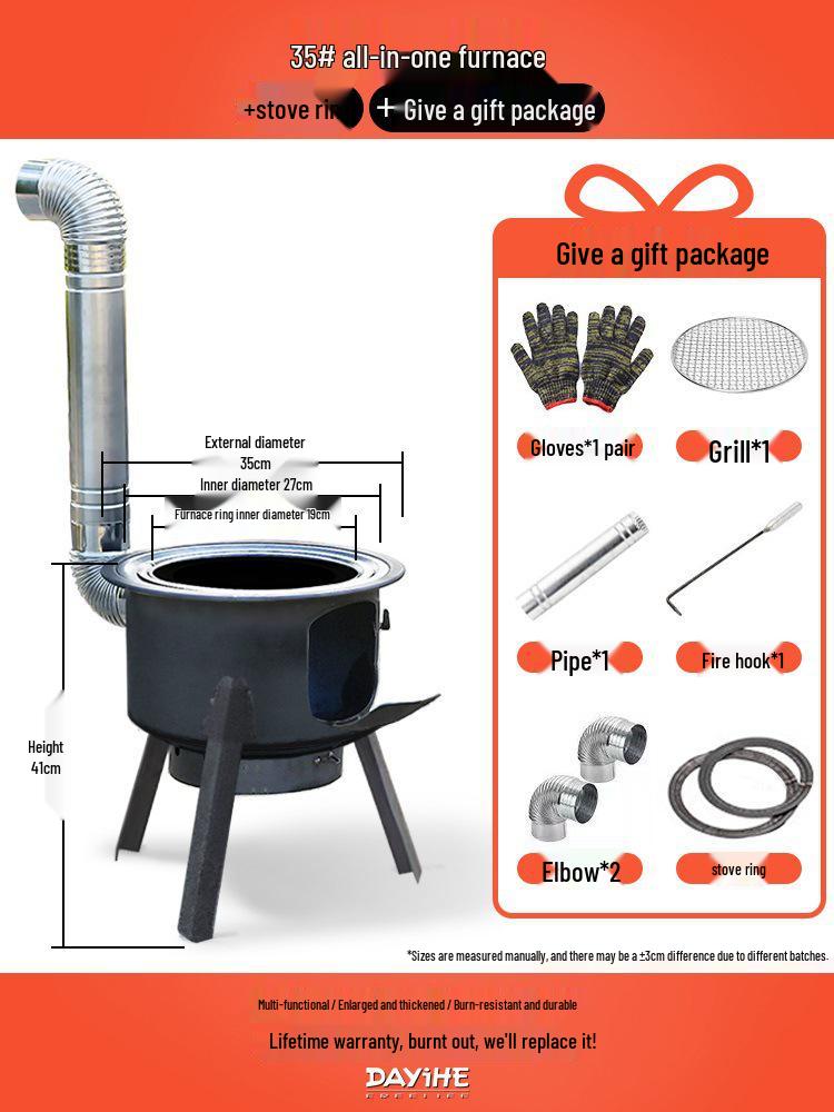 Portable Outdoor Camping Firewood Stove - Large Pot and Child Ground Pot Compatible