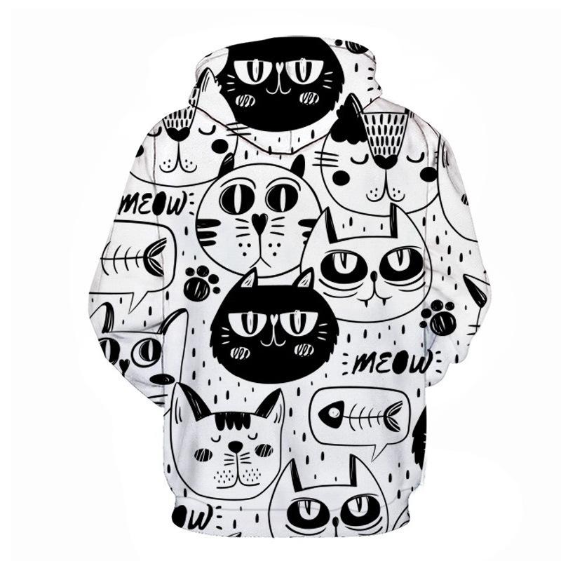 Autumn Animal Cat Pattern 3D Printed Hoodies Fashionable Casual Sports Long Sleeved Men's Hooded Sweatshirts