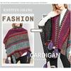 Shawl Wraps for Women Boho Knit Poncho Ladies Rainbow Casual Loose Striped Fringe Blanket Scarf
