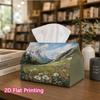 1pc, 2D Flat Printing, Tissue Box Shanjing Grassland Pattern Printed Tissue Box, Suitable for Kitchen, Living Room, Bedroom, And Car, Fashionable And