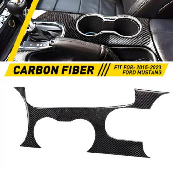 Carbon Fiber Interior Gear Shift Panel Cover Trim For Ford Mustang 2015-