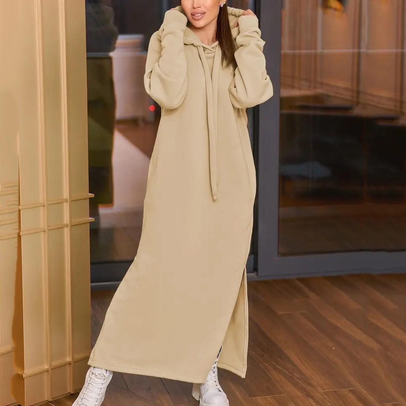 

Женский модный однотонный худи с длинными рукавами и флисовой подкладкой S хаки