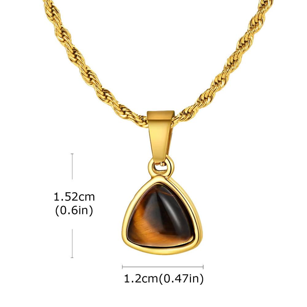Vnox Trendy Natural Stone Geometric Pendant Necklace for Men, Stainless Steel Gold Color Box Chain Collar, Fashion Charm Jewelry