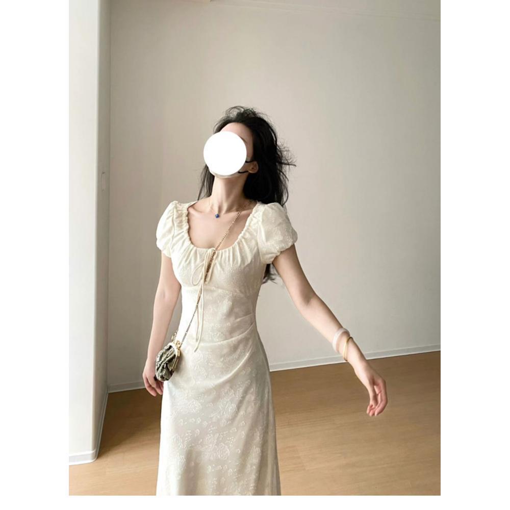Small Waist and Thin Temperament Long Dress Gentle Wind White Dress Women's Clothing Girl Summer New