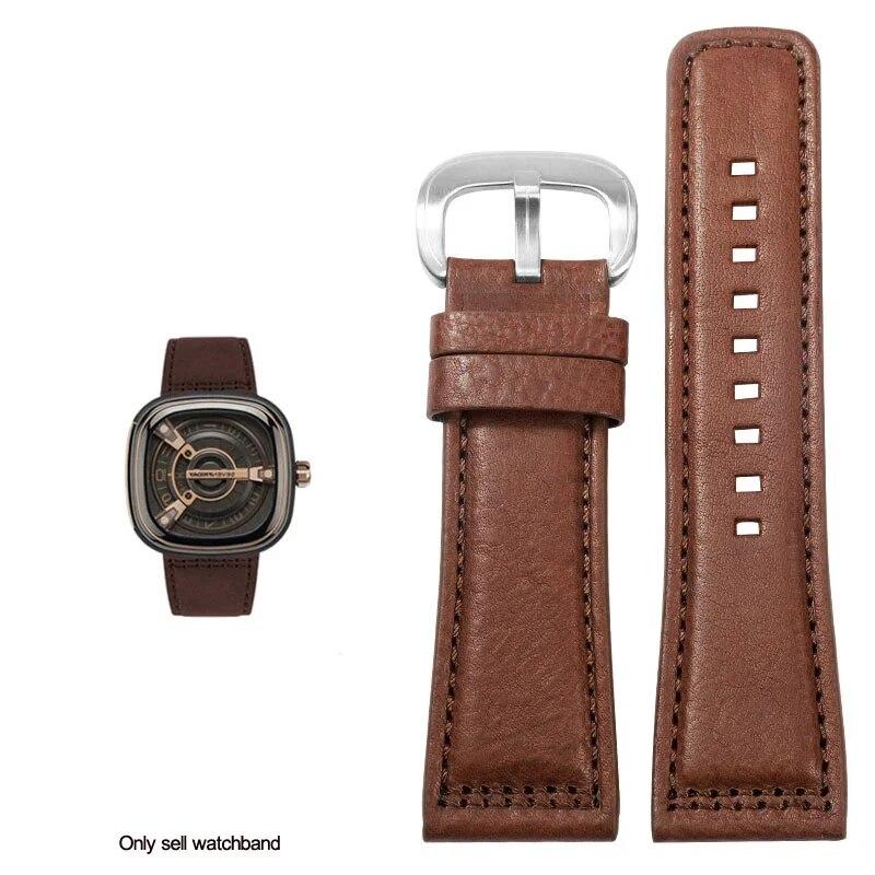 

Ремешок для часов Sevenfriday S2 / P3 / m2 Ltalian из натуральной кожи, мужской коричневый, черный, красный, зеленый ремешок для часов 28 мм 28mm