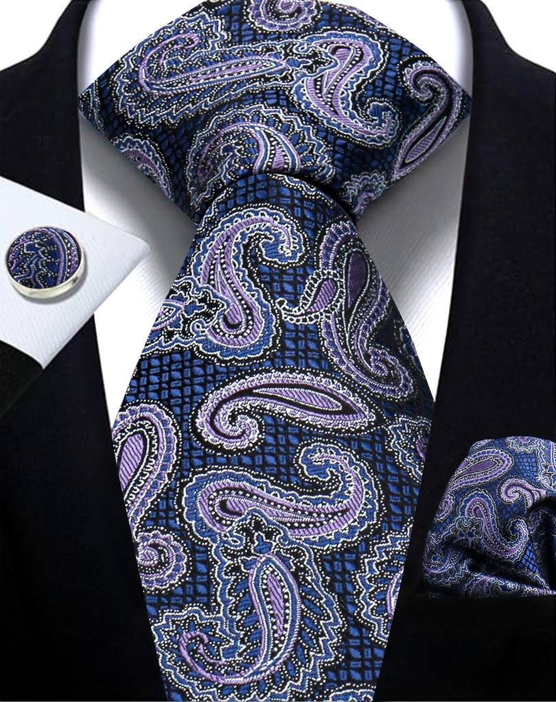 Mens Tie Paisley Jacquard Woven 8Cm Formal Business Wedding Necktie Pocket Square Set Suit Cravat High Quality Handmade Gravata