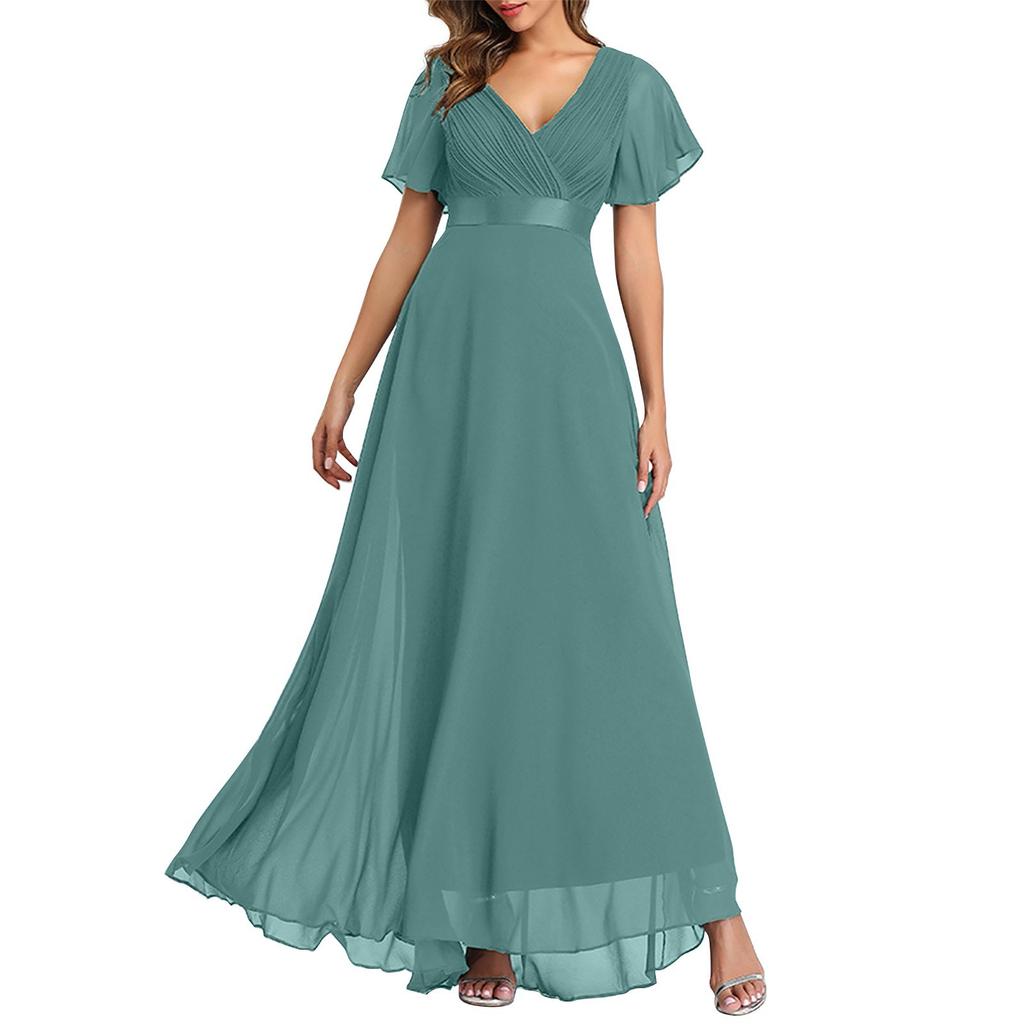 Dámské šaty pro družičku s krátkým rukávem Šaty pro matku nevěsty Délka čaje Šifon Formální svatební šaty