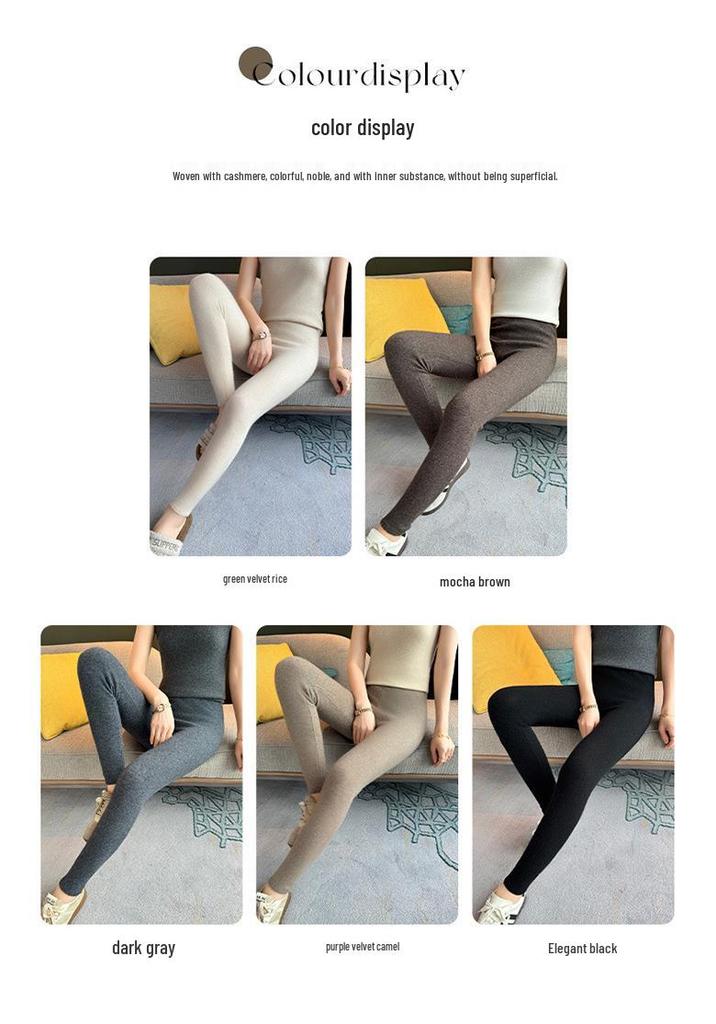 Women's 12-Gauge Cashmere Pants - Warm, High-Waisted, Tummy-Control Base Layer, Highly Elastic and Slimming