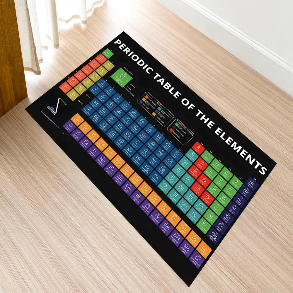 Science Theme Pattern Carpet Mat Rug Home Decoration Teacher Element Periodic Table Design Educational Non Slip Durable