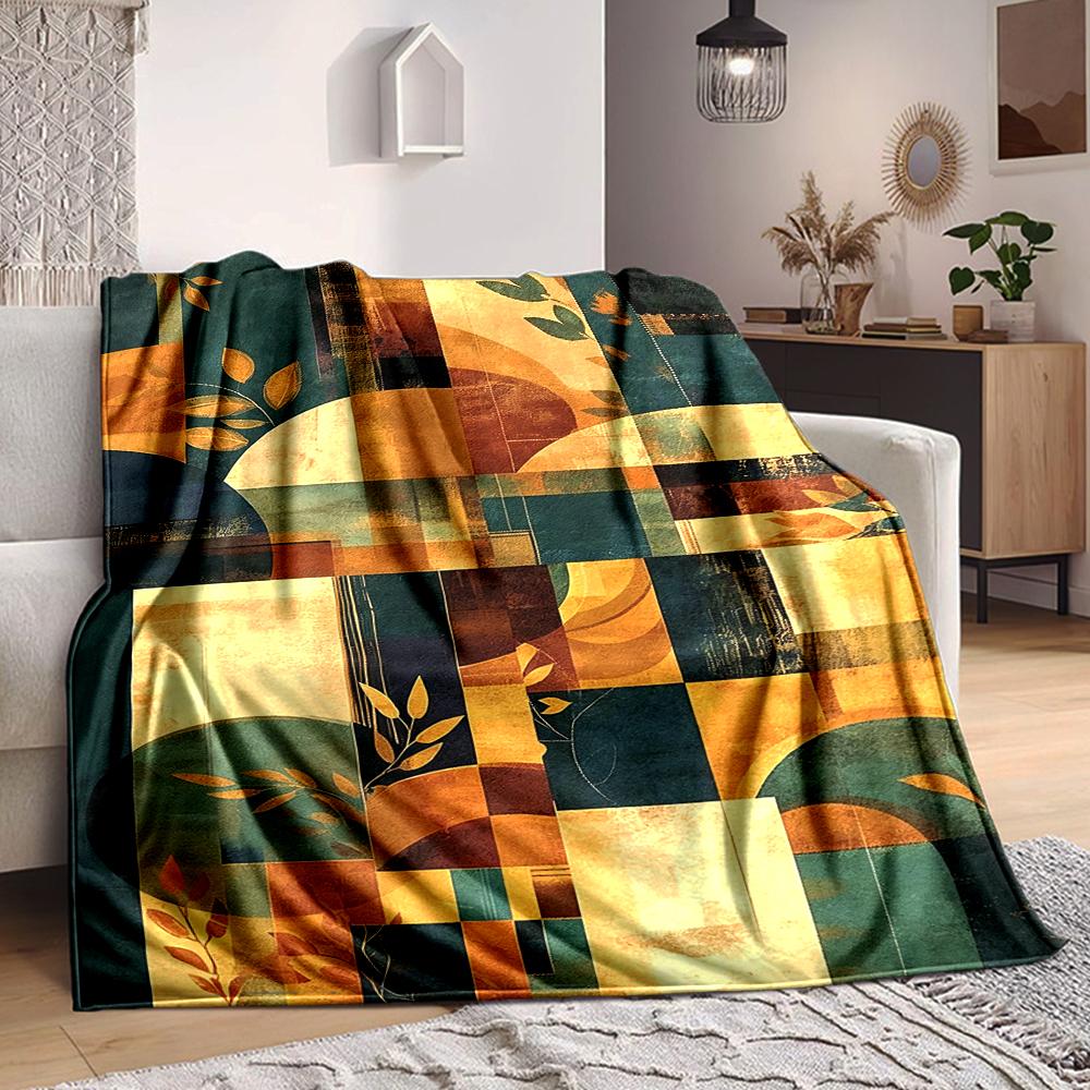 1Pc Abstract Art Composition Blanket Soft And Comfortable Casual Warm Camping Travel Christmas Halloween Xmas Gift M92832
