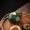 Grandmother Green Glaze Ceramic Plum Blossom Teapot Handmade Single Pot Household Tea Brewing Kung Fu Teapot with Filter Ball Hole Breaking Teapot